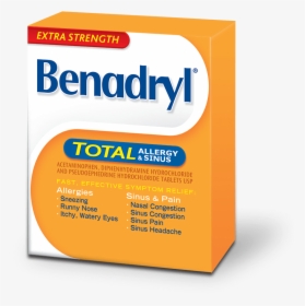 Extra Strength Benadryl Total® Allergy & Sinus - Allergy Benadryl Total Extra Strength, HD Png Download, Transparent PNG