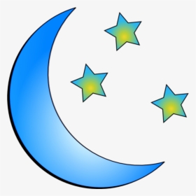 Ftestickers Stars Moon Crescent Blue - Blue Star Transparent Moon Star, HD Png Download, Transparent PNG