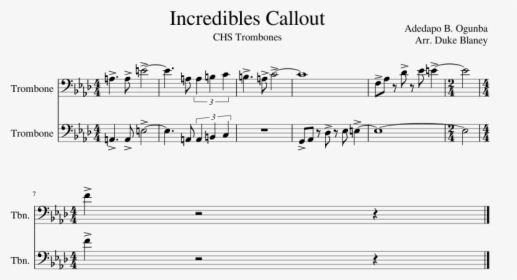 Incredibles Callout Sheet Music For Trombone Download - Sheet Music, HD Png Download, Transparent PNG