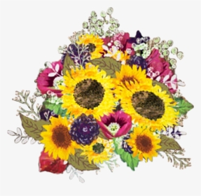 #watercolor #flowers #sunflowers #floral #bouquet #arrangement - Bouquet, HD Png Download, Transparent PNG