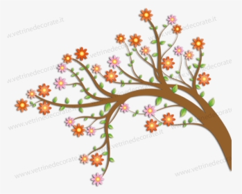 Blooming Tree Branch With Flowers And Leaves , Png, Transparent Png, Transparent PNG