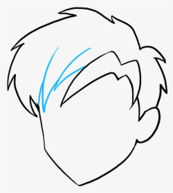 How To Draw Manga Hair - Male Anime Hair Drawings Easy, HD Png Download, Transparent PNG