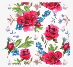 Flower T Shirt Design Png , Png Download - Fondo Vintage Rojo Con Rosas, Transparent Png, Transparent PNG