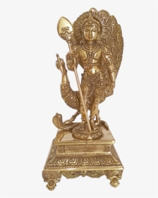 Antique Brass Lord Velmurugan With Beautifull Peacock - Statue, HD Png Download, Transparent PNG