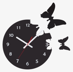 Clock With Butterflies Flying Away, HD Png Download, Transparent PNG