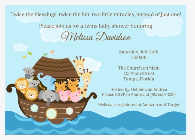 Noah S Ark Baby Shower Invitation - Noah's Ark For Baby Shower, HD Png Download, Transparent PNG