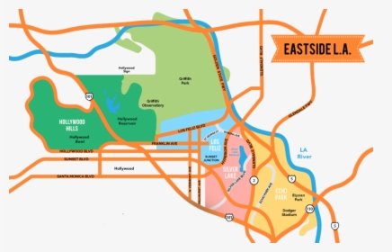 Hollywood Hills East - Eastside Los Angeles Map, HD Png Download, Transparent PNG