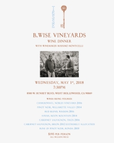 Wise Vineyards Wine Dinner Invite, HD Png Download, Transparent PNG