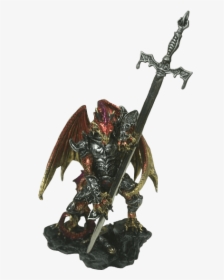 Armored Red Dragon With Giant Sword Statue - Figurine, HD Png Download, Transparent PNG