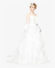Wedding Dress Satin Shoulder Gown - Girl In Wedding Dress Transparent Background, HD Png Download, Transparent PNG