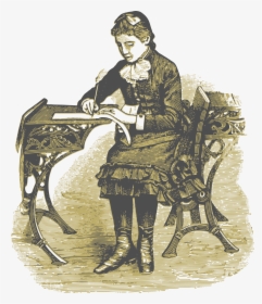 Free Clipart Of A School Girl Writing At A Desk - Victorian School Clipart, HD Png Download, Transparent PNG
