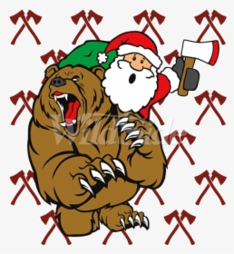 Santa Fights A Bear - Cartoon, HD Png Download, Transparent PNG