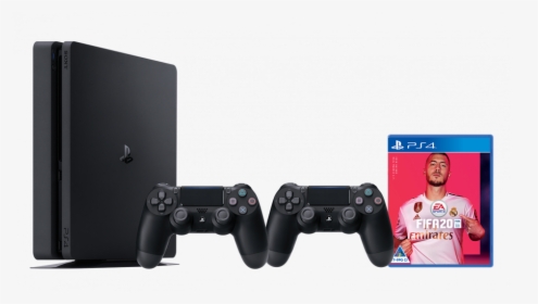 Ps4 Console With 2 Controllers And Fifa20, HD Png Download, Transparent PNG