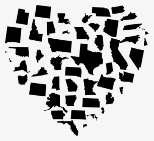 Heart With All Us States - 50 States In A Heart, HD Png Download, Transparent PNG