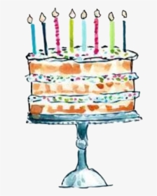 #watercolor #cake #candles #birthday #eight #8 #png - Birthday Cake, Transparent Png, Transparent PNG