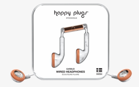 Earbud White Marble - Happy Plugs, HD Png Download, Transparent PNG