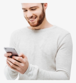 A Man Wearing A Grey Sweater Holding His Phone With - Repost Or Die Meme, HD Png Download, Transparent PNG
