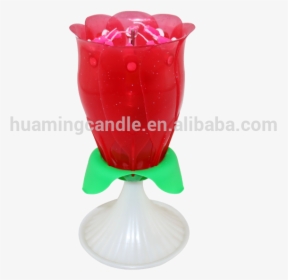 Rose Unrotate Flower Shape Music Birthday Candle - Vase, HD Png Download, Transparent PNG
