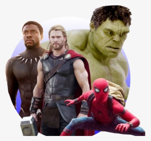 Photo Illustration Of Black Panther Thor The Hulk And - 3 Characters That Stan Lee Made, HD Png Download, Transparent PNG