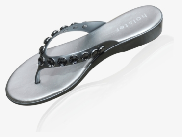Holster Women Sandal Slippers Crystal Silver Flat-soled - Flip-flops, HD Png Download, Transparent PNG
