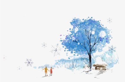 Winter Trees Watercolor Clipart , Png Download - Winter Watercolor Png, Transparent Png, Transparent PNG
