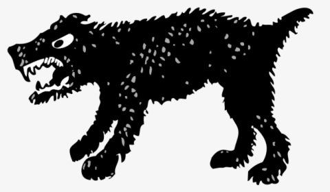 Vector Drawing Of Silhouette Of A Angry Dog - Angry Dog Drawing Png, Transparent Png, Transparent PNG
