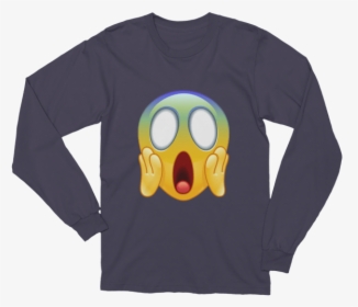Unisex Face Screaming In Fear Emoji Long Sleeve T-shirt - T-shirt, HD Png Download, Transparent PNG