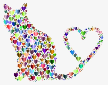 Cat 2 Silhouette Heart Tail Hearts - Heart With A Cat, HD Png Download, Transparent PNG