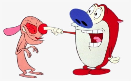 Stimpy Poking Rens Eye - Cartoon, HD Png Download, Transparent PNG