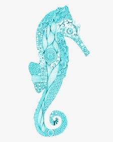 Seahorse, Blue, And Art Image - Seahorse Drawing, HD Png Download, Transparent PNG