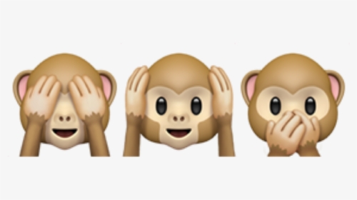 #🙈🙉🙊#monkey #emoji #freetoedit - Monkey Covering Eyes Mouth Ears Emoji, HD Png Download, Transparent PNG
