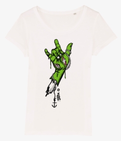 Surf T-shirt Women White, Rock Hand Green, HD Png Download, Transparent PNG
