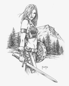 Mitch Foust Barbarian Swordster - Easy Woman Warrior Drawing, HD Png Download, Transparent PNG