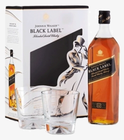 Johnnie Walker Black Label Glass Pack 750 Ml - Johnnie Walker Black Label Gift Pack, HD Png Download, Transparent PNG