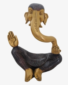 Designed Brass Ganesha Head With Brown Coated Statue, - Statue, HD Png Download, Transparent PNG