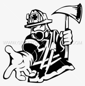 Transparent Firefighter Clipart Png - Cartoon Firefighter Black And White, Png Download, Transparent PNG