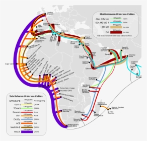Internet Undersea Cables Africa - Submarine Cable Map Africa, HD Png Download, Transparent PNG
