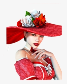 Fashion Woman With Hat With Red Lipstick Png Photo, Transparent Png, Transparent PNG