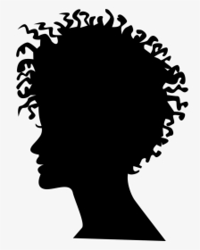 Woman Head Silhouette With Short Curled Hair Style - Transparent Silhouette Afro, HD Png Download, Transparent PNG