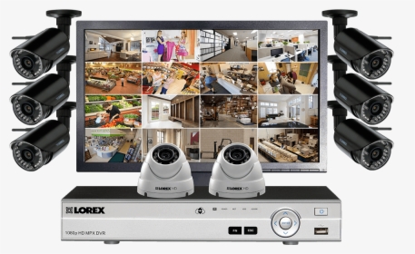 Security System With 6 Wireless Cameras, 2 Domes And - Security Camera Dvr Png, Transparent Png, Transparent PNG