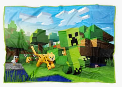 Minecraft Creeper Fleece Blanket 3d Lightweight Supremely - Minecraft Ocelot Chase, HD Png Download, Transparent PNG