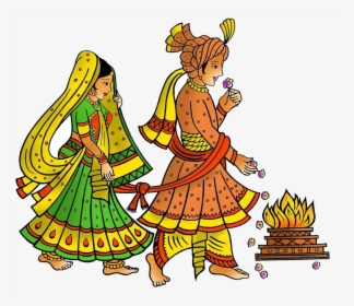 Indian Wedding Hindu Ceremony Clipart Cards Transparent - Wedding Clipart Colour Png, Png Download, Transparent PNG