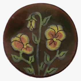 Round Brown Floral Pin - Pottery, HD Png Download, Transparent PNG