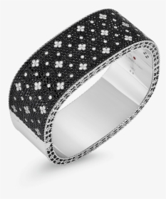 Roberto Coin Wide Bangle With Black And White Fleur - Black And White Diamond Bangles, HD Png Download, Transparent PNG