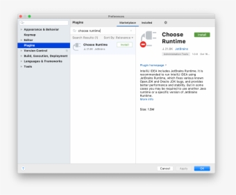 The Choose Runtime Plugin In Marketplace - Intellij Install Plugin, HD Png Download, Transparent PNG