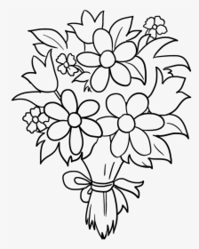 Easy Drawing Guides On Twitter - Bouquet Of Flowers Drawing Easy, HD Png Download, Transparent PNG