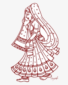 Indian Wedding Free Line Art Clip Transparent Png - Indian Bride Clipart, Png Download, Transparent PNG