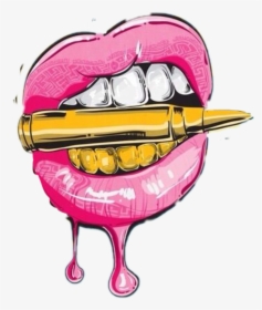 Lips With Bullet Drawing Clipart , Png Download - Pink Lips With Bullet, Transparent Png, Transparent PNG