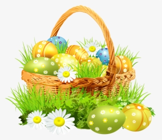 Easter Basket With Eggsand Daisies Png Clipart Picture - Transparent Easter Png, Png Download, Transparent PNG