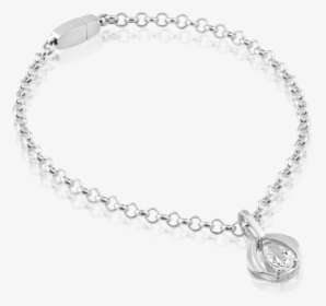 Locking Sterling Silver Chain Bracelet With Sparkling - Chain, HD Png Download, Transparent PNG